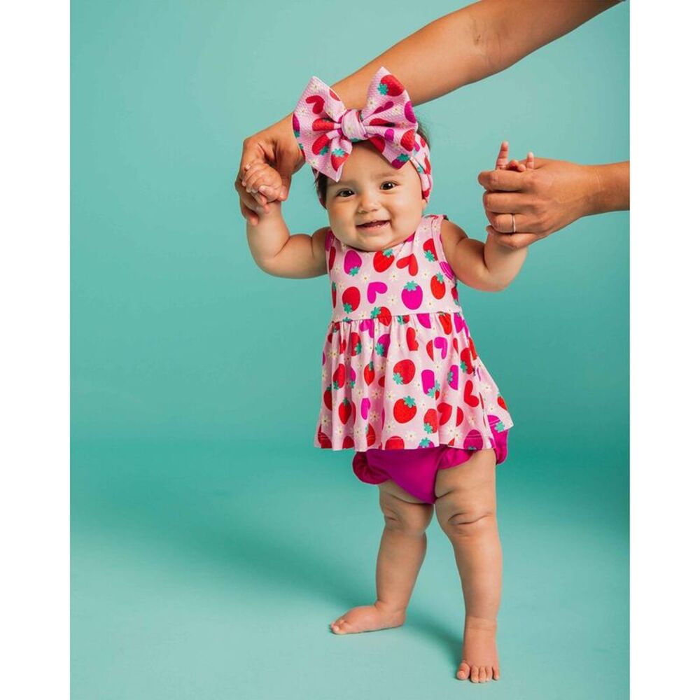 Bums & Roses  Berry In Love Sleeveless Peplum Top Set, Multicolor